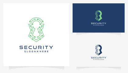 Wall Mural - Abstract vector keyhole and security system icons symbols. Creative circuit data technology protection and security logo design ideas.
