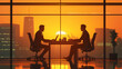 © Malik - 3D cartoon illustration of two silhouettes of businessmen at a table in an office