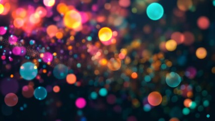 Wall Mural - abstract colorful lights blur in a dark background, creating a festive mood