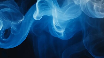 Wall Mural - blue smoke swirls against a black background, creating an abstract design
