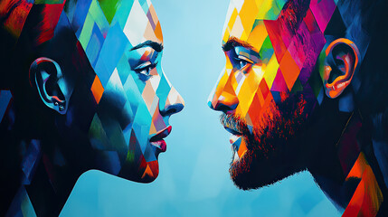 Wall Mural - Creative portrait of a couple