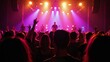 © Pixel Matrix - A lively concert scene featuring an enthusiastic crowd raising their arms amidst vibrant stage lighting as the band performs live