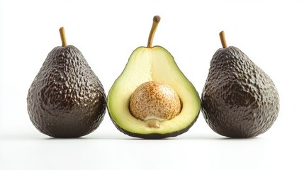 Fresh Avocados on White Background