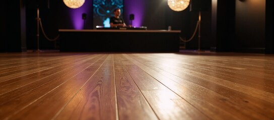 Empty dance floor with DJ platform setup