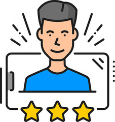 Leinwandbilder - Blogging or social media content rating line icon. Social media digital technology, network blogging or Internet multimedia influence thin line vector pictogram. Blogger content rating outline symbol