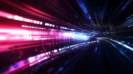 Wall Mural - a vibrant, abstract depiction of light streaks in blue and pink, creating a sense of motion and dept