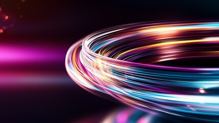 Wall Mural - a vibrant, swirling light pattern against a dark background, showcasing dynamic colors and motion ef