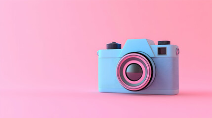 3D illustration of a simple camera icon on a bright background   