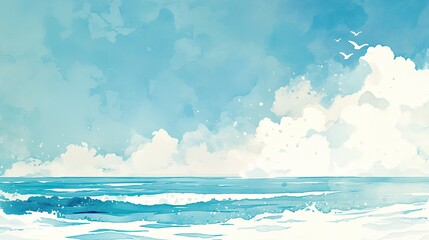Poster - A tranquil seascape depicting gentle waves and a soft sun setting over the horizon, conveying a sense of peace and serenity during twilight hours