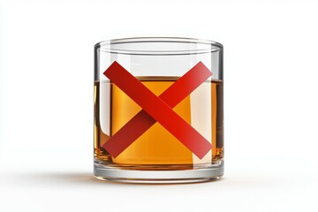 Canvas Print - A glass of alcohol with an X on it, prohibition sign or symbol