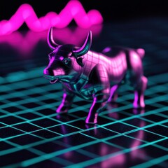 Bull market dynamics analyzing financial trends with a touch of artistry