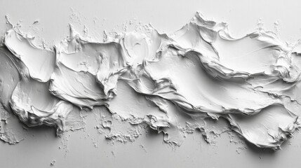 Leinwandbilder - A rich, white texture spreads across a surface, showcasing fluid swirls and peaks that create depth and visual interest, perfect for design inspiration or backgrounds.