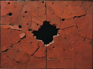 red rusty metal plate with a black background