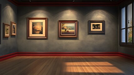 10. An artistic gallery wall with frames and an area left for a product