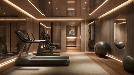 Wall Mural - 108. a chic home gym with equipment and an area for a product