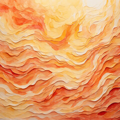 Watercolor painting with a style like water rotating to form waves that collide with each other at sunset with orange-yellow color gradations suitable as a wallpaper background