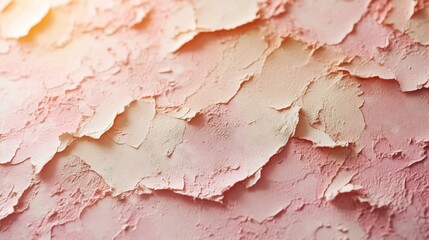 Leinwandbilder - The surface shows an intricate pattern of peeling paint, showcasing shades of pink and beige. This decay creates a visually engaging texture, illuminated by soft daylight.