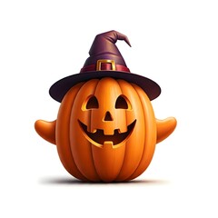 Cheerful Pumpkin with a Witch Hat Ready for Halloween Fun