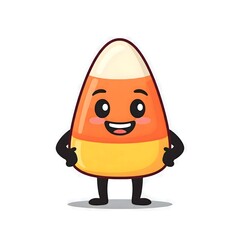 Smiling cartoon candy corn character with happy expression