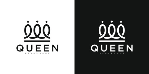 Poster - Royal Princess queen crown logo design. Premium Vector