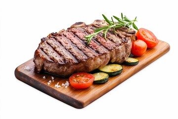 roasted beef steak with vegetables isolated on white or transparent png