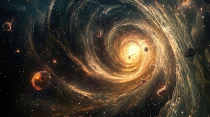 Wall Mural - Concepts exploring the origin and nature of the universe depicted through an illustration