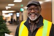 © senyumanmu - Smiling African American Man Wearing Safety Vest in a Building