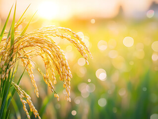 golden wheat field with sun