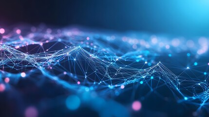 Cyber big data flow. Blockchain data fields. Network line connect stream.