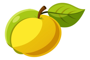 Sticker -  beautiful quince fruit vector illustration 