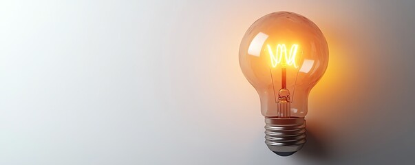 Aufkleber - Closeup 3D rendering of a light bulb with an illuminated filament spelling idea, placed on a pure white background, highlighting concepts of inspiration