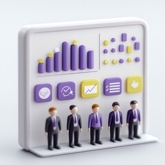 Canvas Print - 3D Illustration of Business People and Icons.