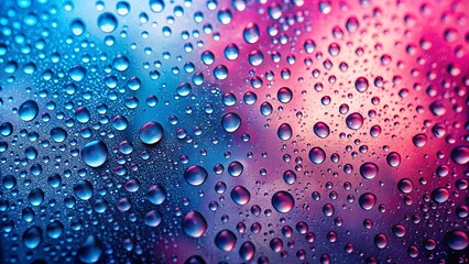 A symphony of colors and textures, showcasing the beauty of water droplets against a vibrant backdrop of blue and pink hues.