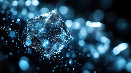 abstract representation of the crystal programming language concept with crystal aesthetics on black background