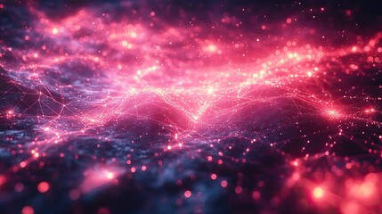 Wall Mural - abstract visualization of dat connectivity with glowing lines and nodes representing network connect