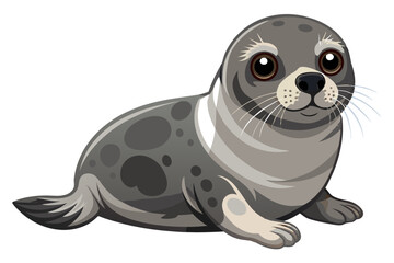 Poster -  Beautiful seal lying phoca vitulina vector illustration