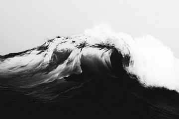 Wall Mural - a black and white photo of a large wave