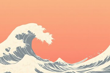 Wall Mural - a painting of a large wave in the ocean