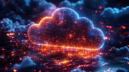 Wall Mural - colorful digitalof cloud computing and api integration with abstract clouds and dat flow.image