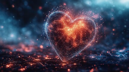 Wall Mural - digitalof heart with pulse lines symbolizing heart rate management and modern healthcare technology.
