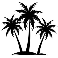 Three palm tree black silhouette palm tree vector illustration