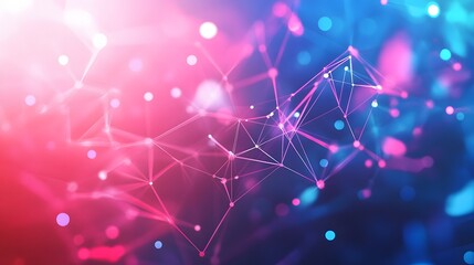 Abstract polygonal vector science background with connecting dots and lines.