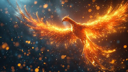 Wall Mural - dynamic phoenix coding framework concept with vibrant flying phoenixsymbolizing the rapid developmen