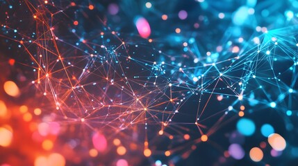 Abstract polygonal vector science background with connecting dots and lines.