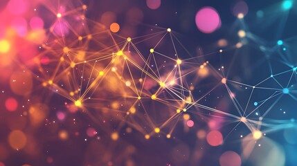 Abstract polygonal vector science background with connecting dots and lines.