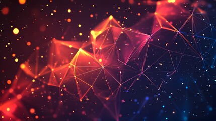 Abstract polygonal vector science background with connecting dots and lines.