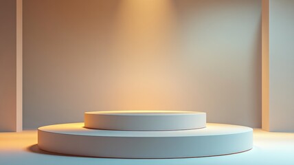 Two-Tiered Circular Pedestal Against a Light-Colored Wall