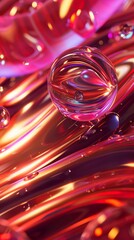 Wall Mural - abstract red sphere with iridescent reflections