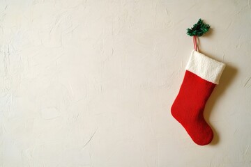 Sticker - Red Christmas Stocking Hanging on a White Wall