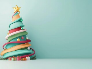 Eco-friendly Christmas tree made of organic fabrics, unique sustainable design, 3D illustration